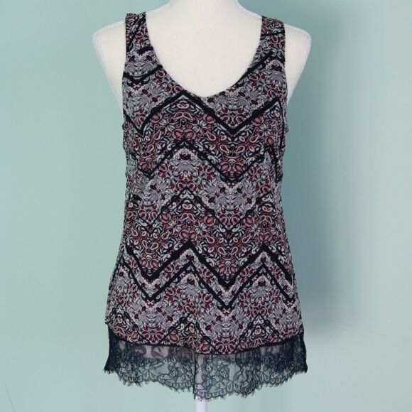 CLEO Petite Patterned Tank with Lace Size Extra Small Petite. - Picture 2 of 9